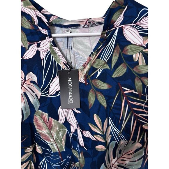 MOLERANI Navy Tropical Leaf Print Sleeveless Swing Dress NWT – Size 2XL - Picture 4 of 7
